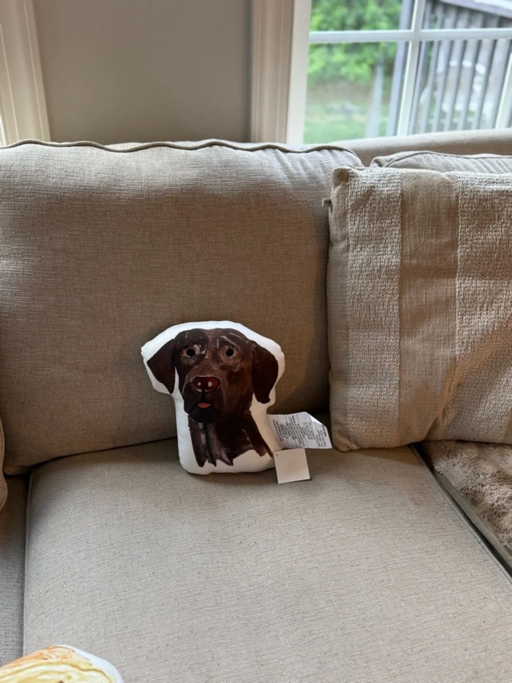 NWT 9”x10” Brown Labrador Dog Face Pillow - Decorative Plush Accent